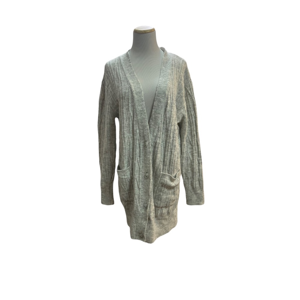 Primark light grey sweater knit button down cardigan sz L
